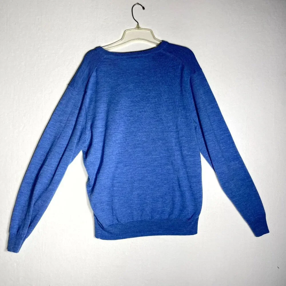 Joseph A Bank 100% Wool‎ Blue VneckSweater Men Size L